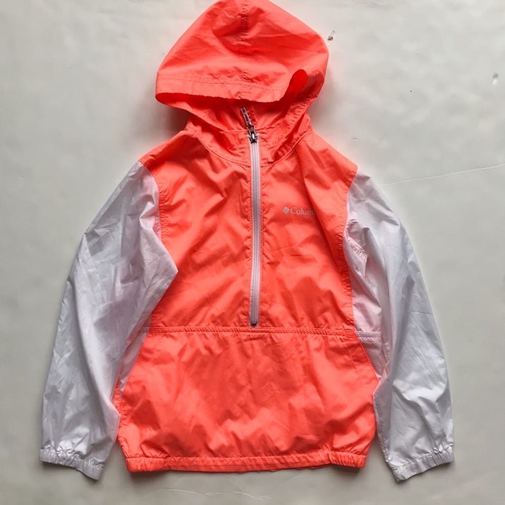 Columbia half zip hooded windbreaker EUC S(7-8Y)